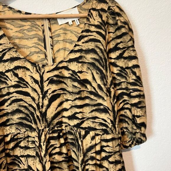 Ba&Sh Zola Animal Print Mini Puff Sleeve Dress Women’s US 6 - Picture 3 of 7